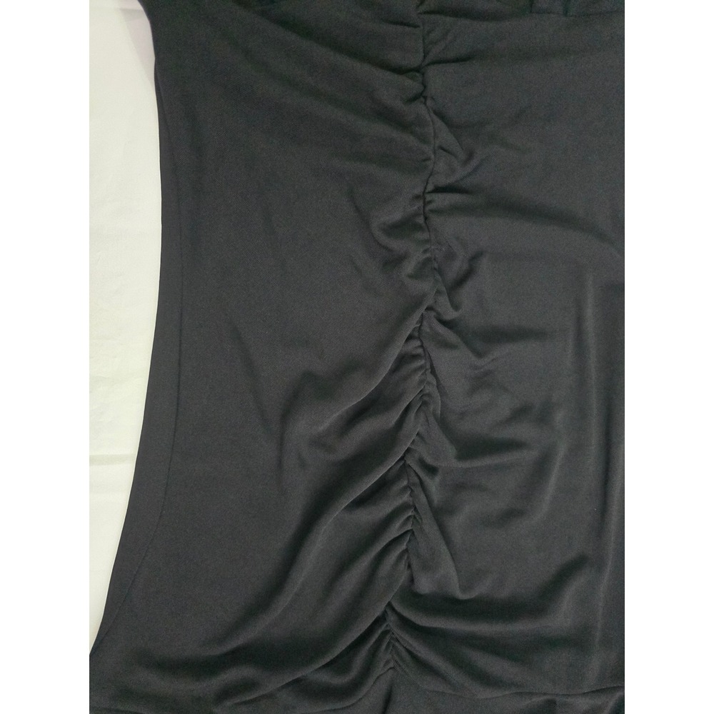 ABS by Allen Schwartz Black Halter Mini Dress Ruched Ruffle Hem Petite 388YU05 - Picture 5 of 16